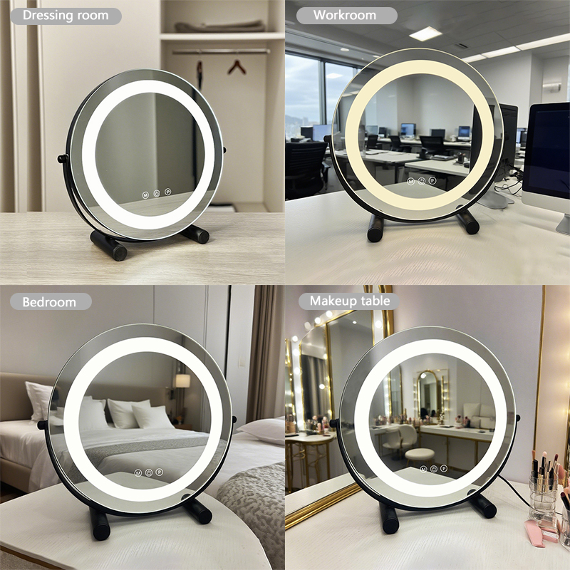 Atacado personalizado de espelhos de maquiagem redondos de LED de alta qualidade com suporte OEM ODM BWN 7