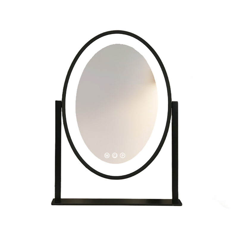 Espelho de vaidade oval LED com três cores de brilho ajustável para cômodas BWN 1