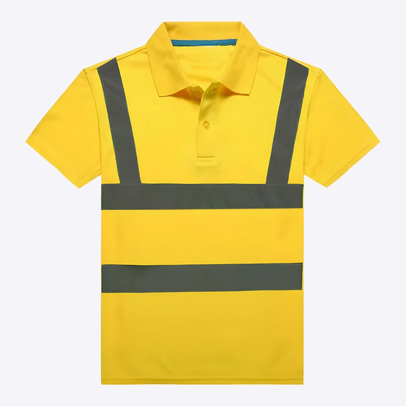 Reflective Striped Short Sleeve High Vis Polo for Summer Construction Safety Essentials 1
