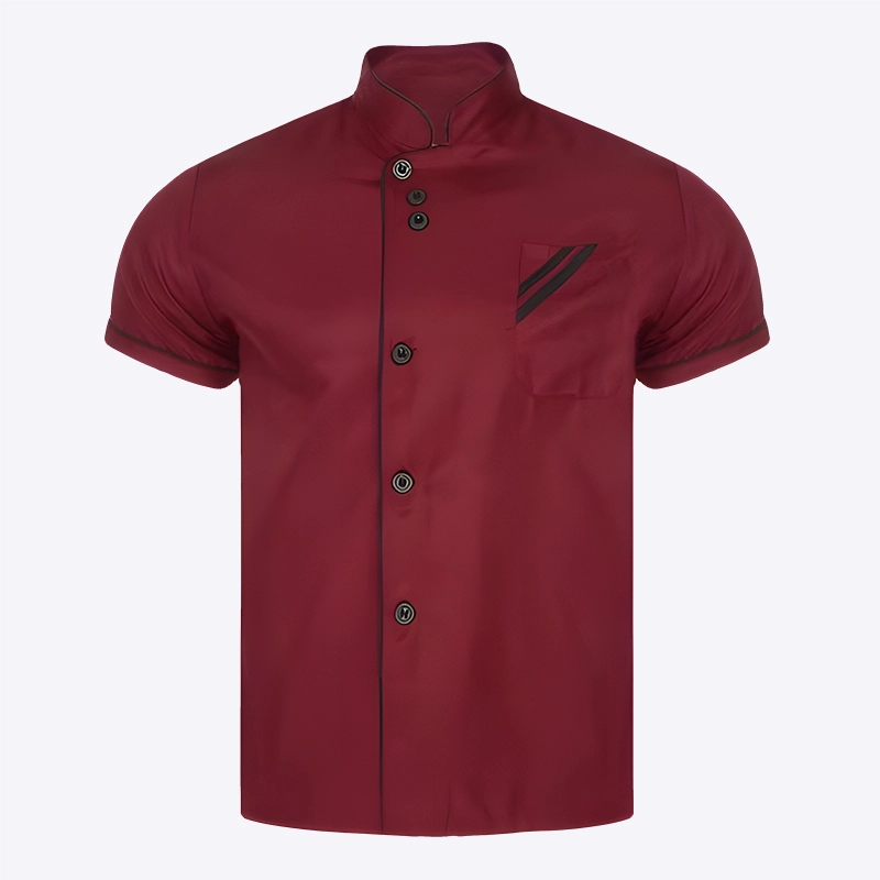 Short-sleeved stand-collar chef's suit white breathable fabric 1