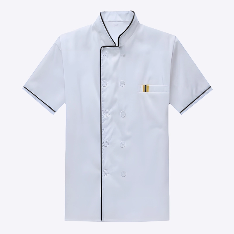 Professional custom-made white short-sleeved chef's uniform for hotel catering 1