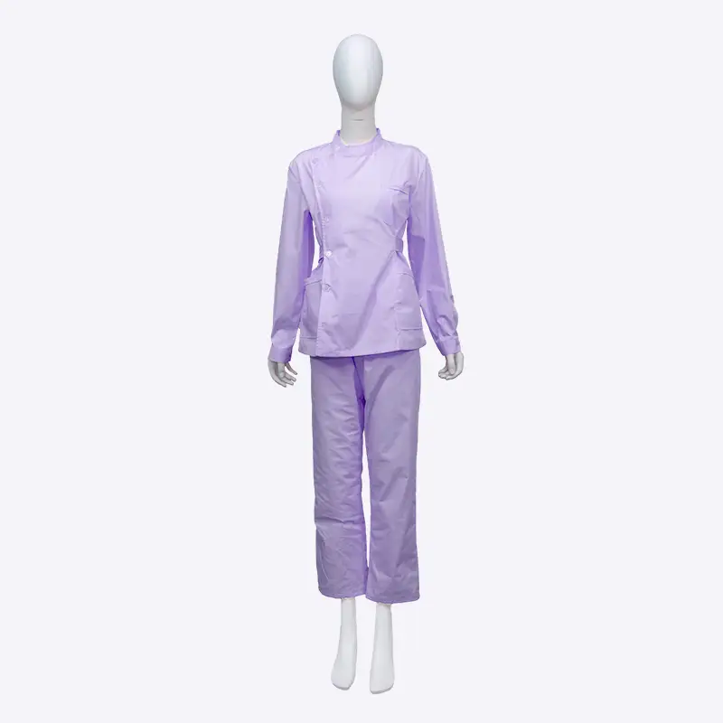 Standing Collar Women's Diagonal Button Hospital Nurse Uniform Set 1