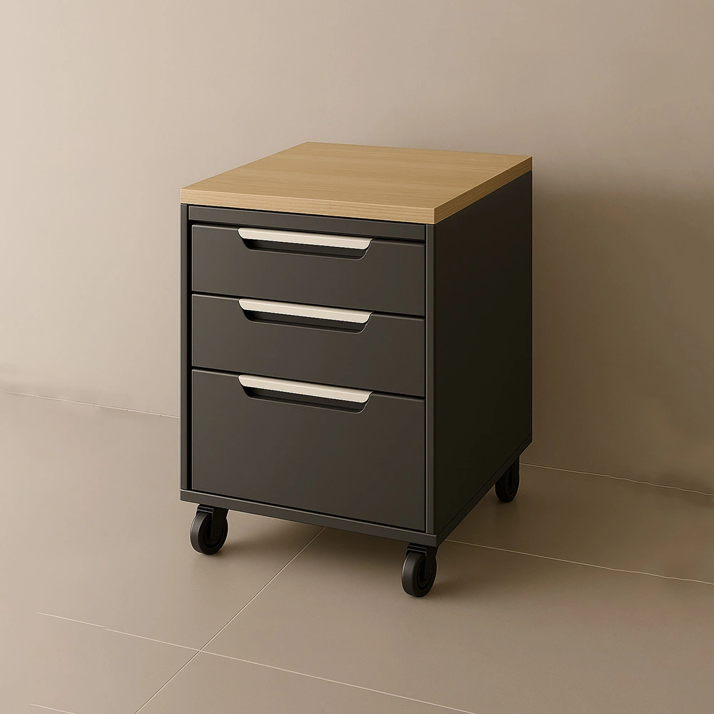 3-Drawer Mobile Tool Cabinet (Wood Top + Metal Body) 1