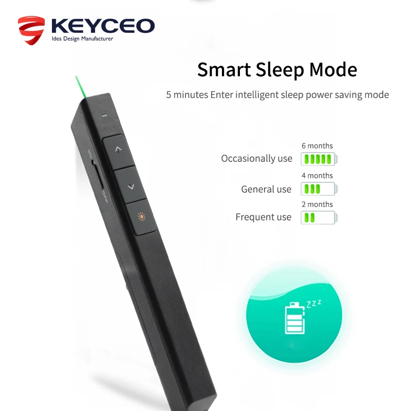 Présentateur de projecteur sans fil Ppt 2023 2.4g, pointeur de stylo changeur de diapositives Rechargeable pour les enseignants Oem 1