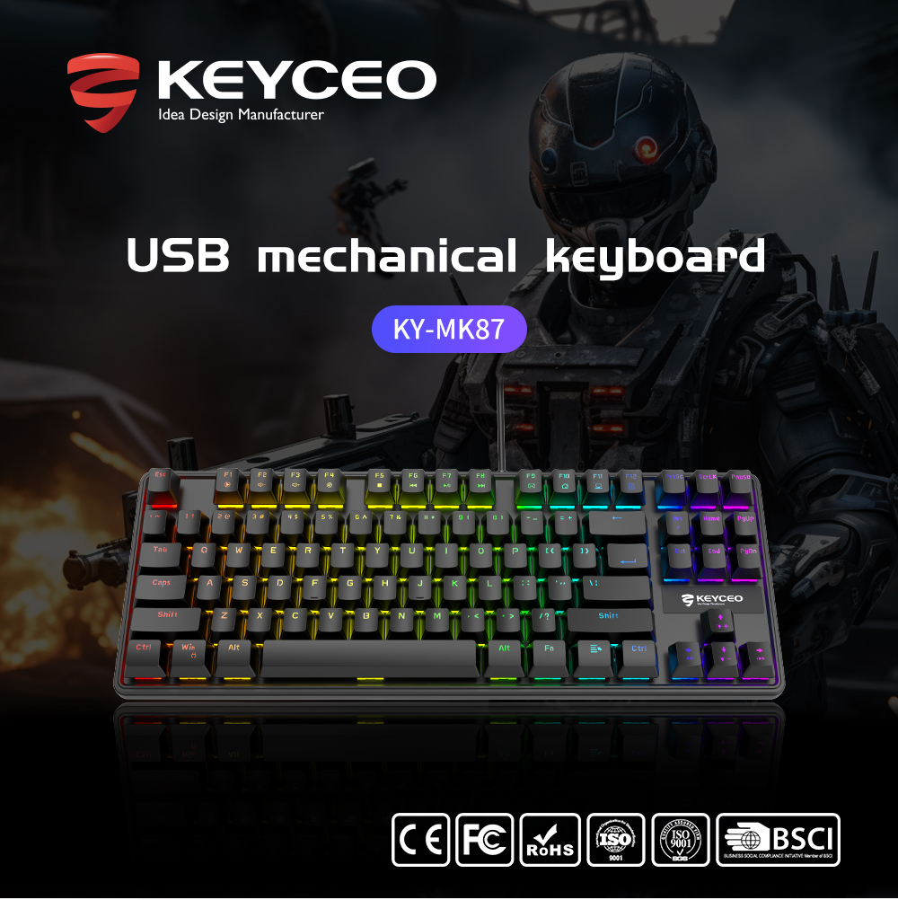 KY-MK87 Keyboard Mini 88 Keys Switch RGB Mechanical Gaming Custom ...