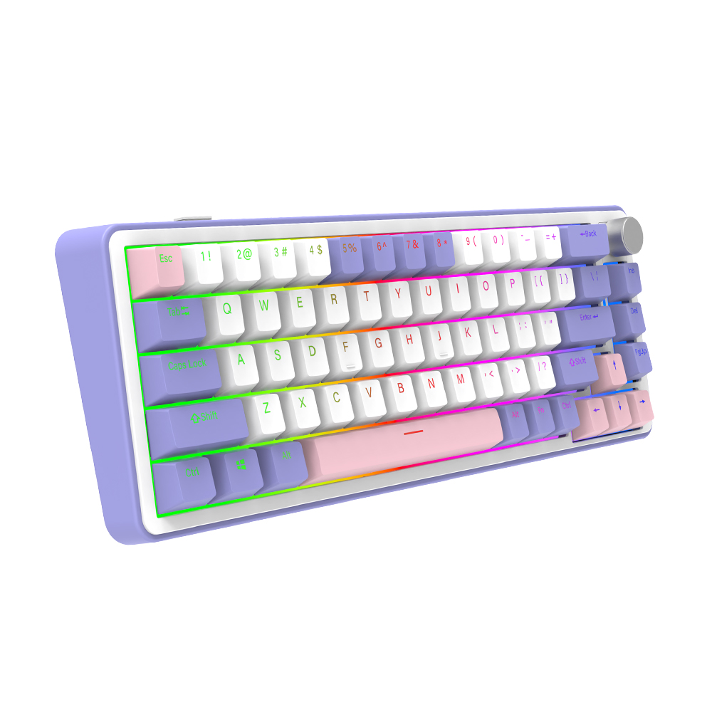 Ky-mk63 Oem 68keys Wireless Triple Mode Rgb Rainbow Mechanical Keyboard 