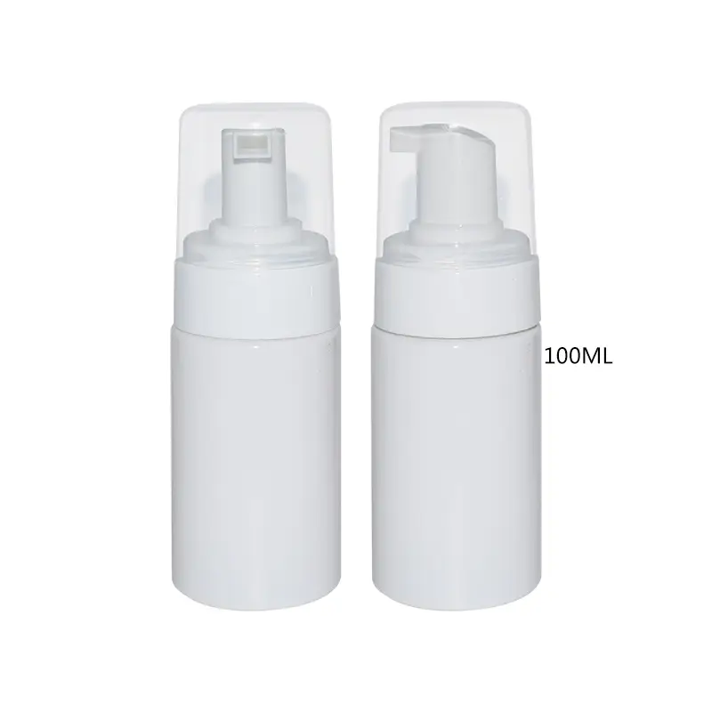 100ml Matte White PP Plastic Airless Pump Bottles with Clear Overcap 1