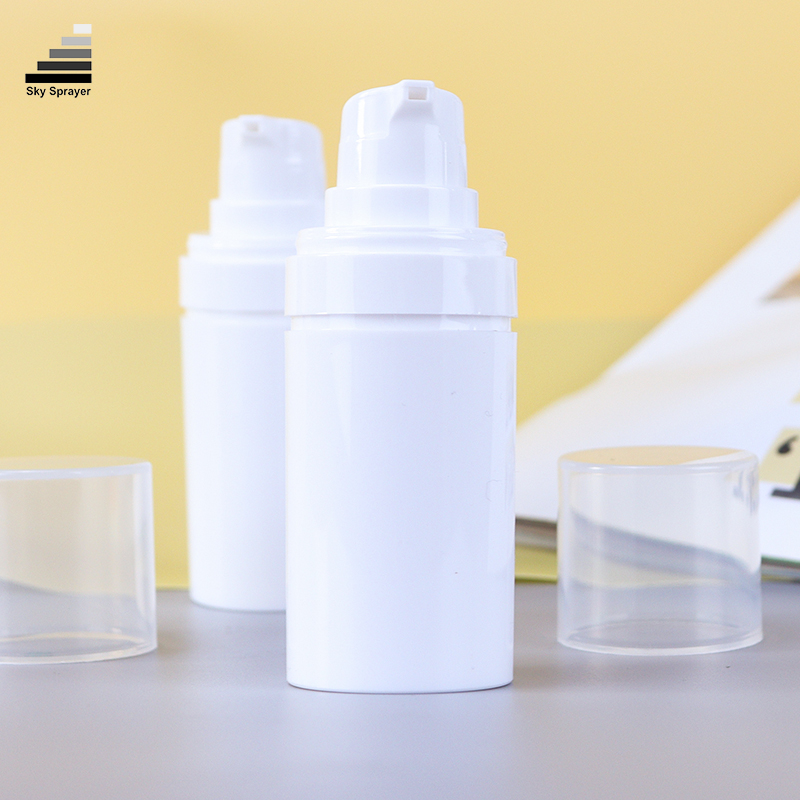 100ml Matte White PP Plastic Airless Pump Bottles with Clear Overcap 4
