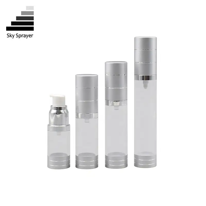 10/15/20/30ml Silver Airless Lotion Bottles PP Cosmetic Airless Pump Bottle 1