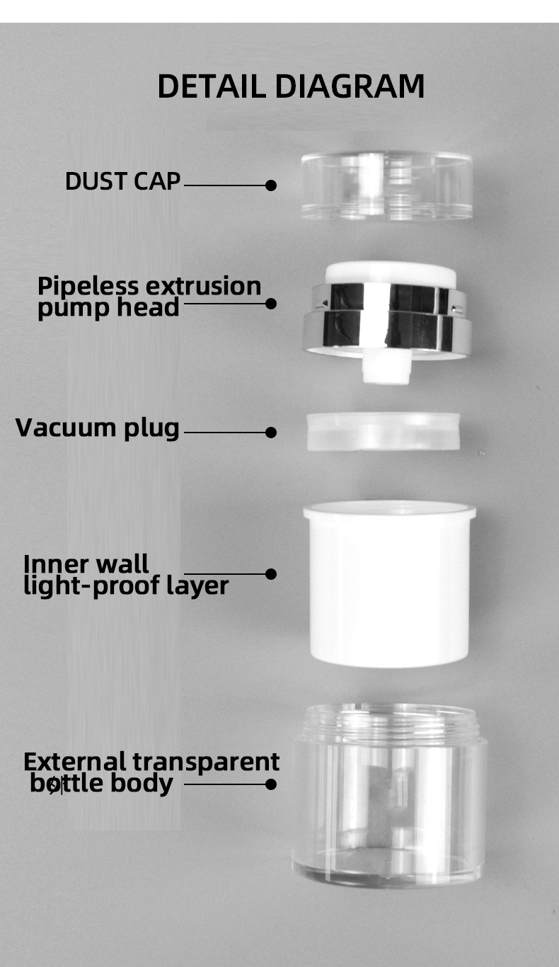 Custom Plastic Pressing Vacuum Cream Split Bottle Jar Airless Cosmetic Jars For Skin/Face Care 7