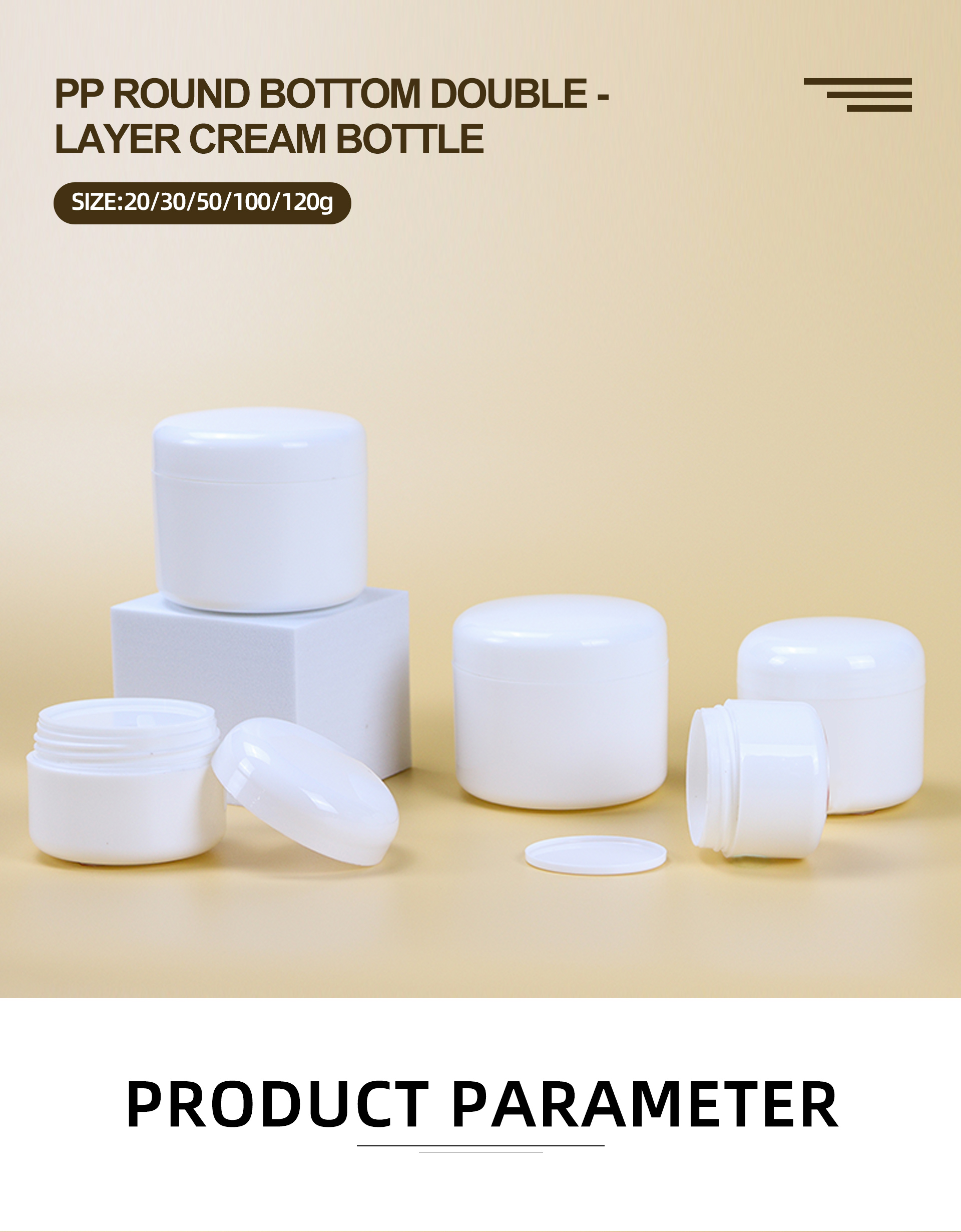 White PP Cream Box Jar Cream Bottle Cosmetic Jar 20-120g 7