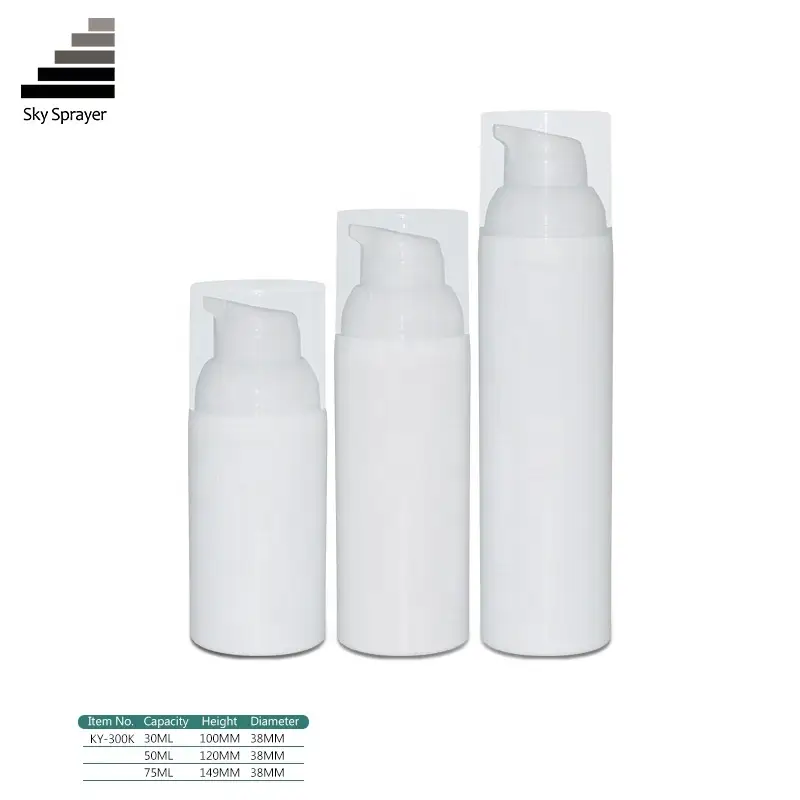 White PP Airless Pump Bottle For Cosmetic Packaging Care Cream Airless Bottle 30ml 1