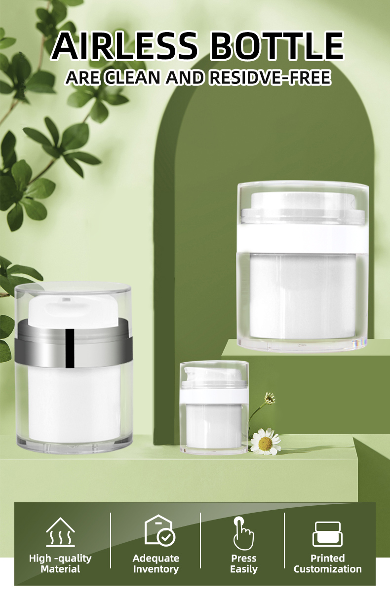 Acrylic Vacuum Pump Bottle Lotion Dispenser Airless Refillable Travel Cream Cosmetic Container Jars 7