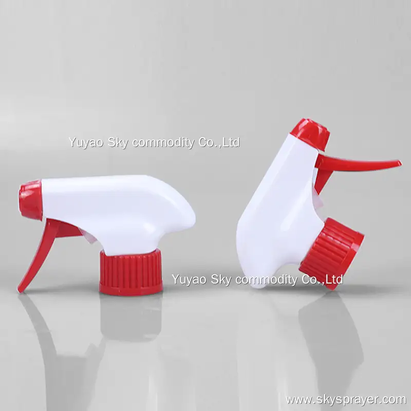 Red trigger sprayer 28/410 double plastic sprayer With square gunner button 1