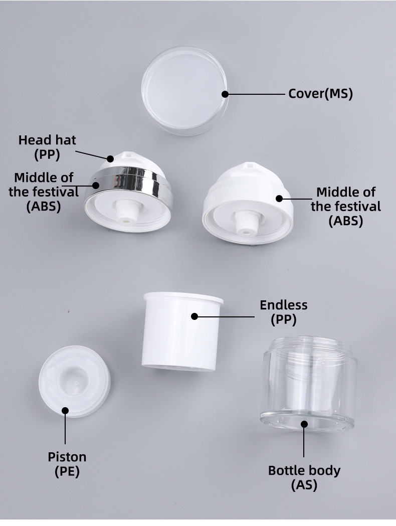 Acrylic Vacuum Pump Bottle Lotion Dispenser Airless Refillable Travel Cream Cosmetic Container Jars 12