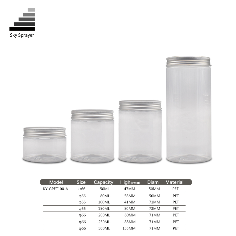 50ml/80ml/100ml/150ml/200ml/250ml/500ml Small Order Quantity Dry Food/Face Cream/Pomade Seal  PET Plastic Jar