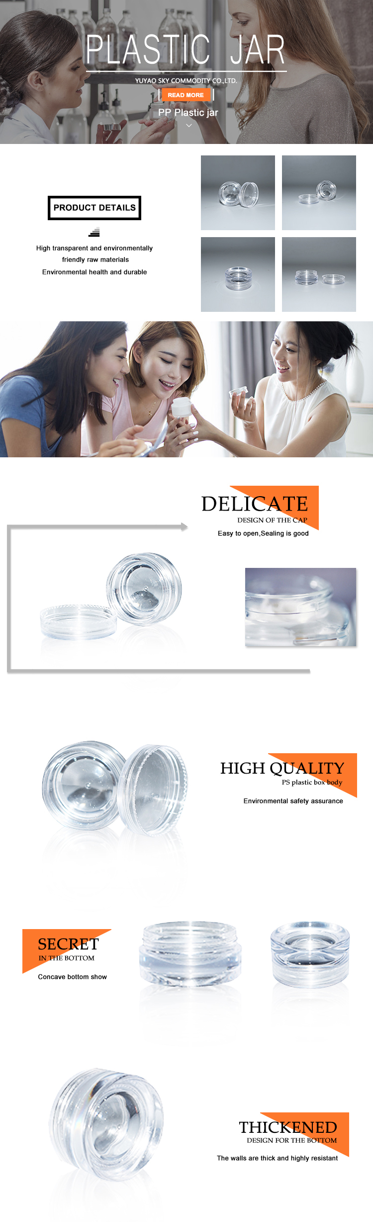 Wholesale Clear PS Plastic 5ml Skin Care Cream Jar Cosmetic Container with Lid