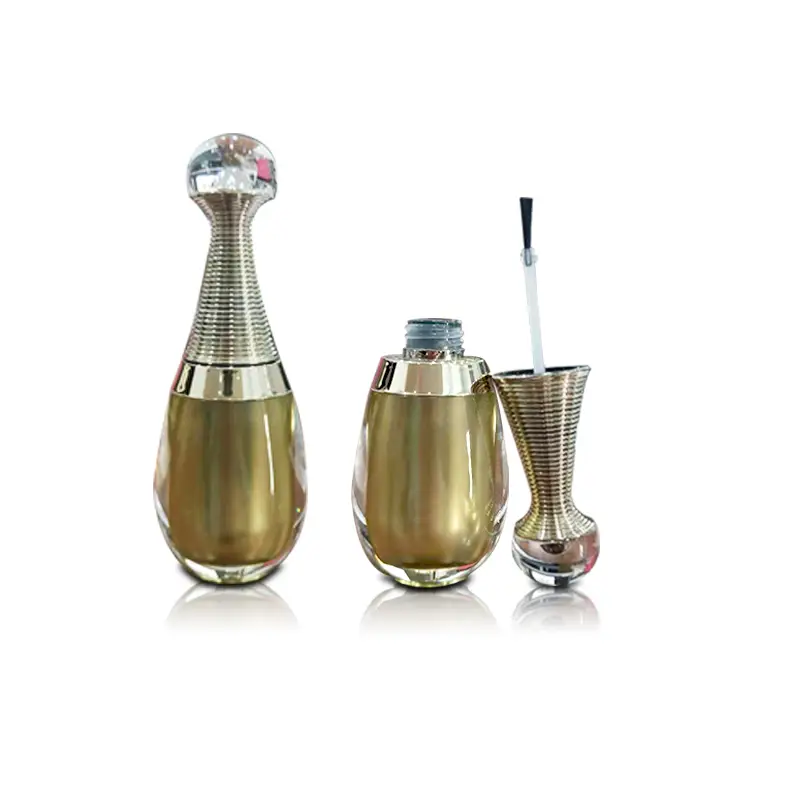 Sky Sprayer - Wholesale Small Gold Empty Gel Nail Polish Plastic Bottle With Brush Nail Pump&Nail Bottles 1