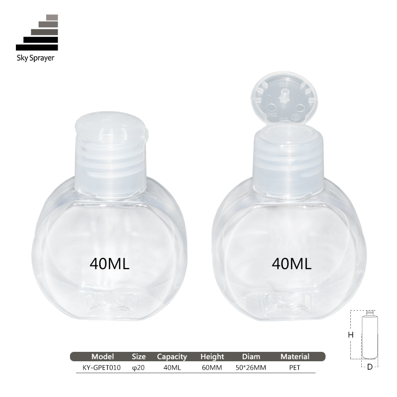 New Style Popular Irregular Shape Flip-open 40ml Cosmetic Plastic Pet Bottle
