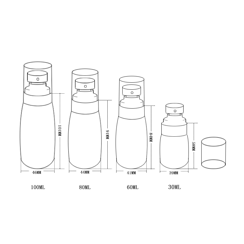 Empty 30ml 60ml 80ml PETG fine mist spray bottle/plastic mister spray dispenser