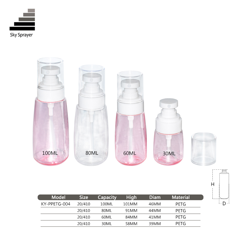 Empty 30ml 60ml 80ml PETG fine mist spray bottle/plastic mister spray dispenser