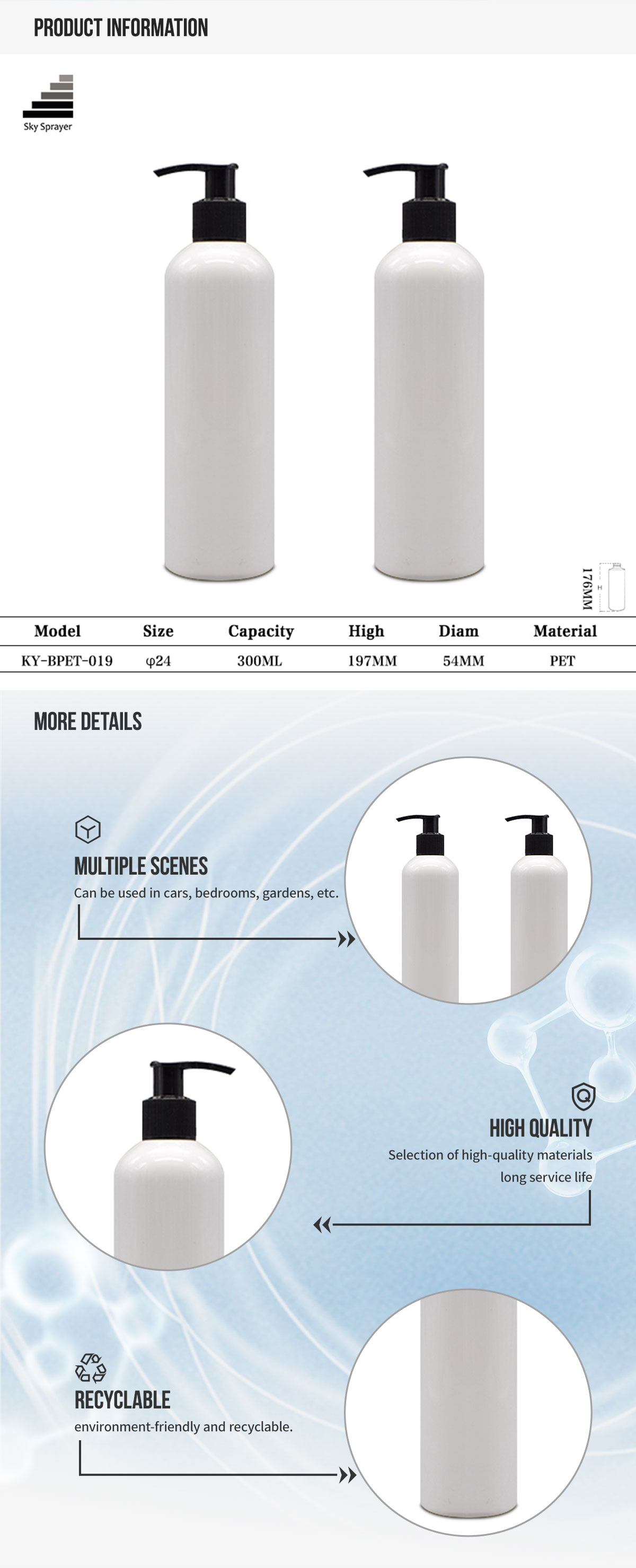 Sky Sprayer - Newest 300ML Lotion Square Plastic Bottle Used To Hotel Travel PET Bottle 9