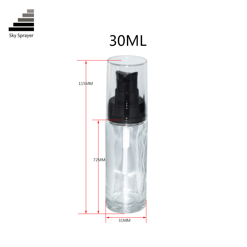 60ml cosmetic bottle Hot selling transparent glass bottle pump perfume bottle