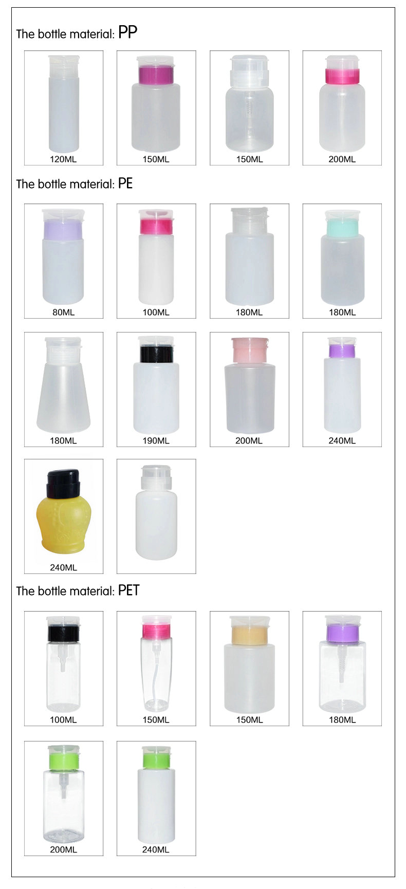 Sky Sprayer - Wholesales Cosmetic Packaging Plastic Nail Polish Remover Bottle With Pump Nail Pump&Nail Bottles 13