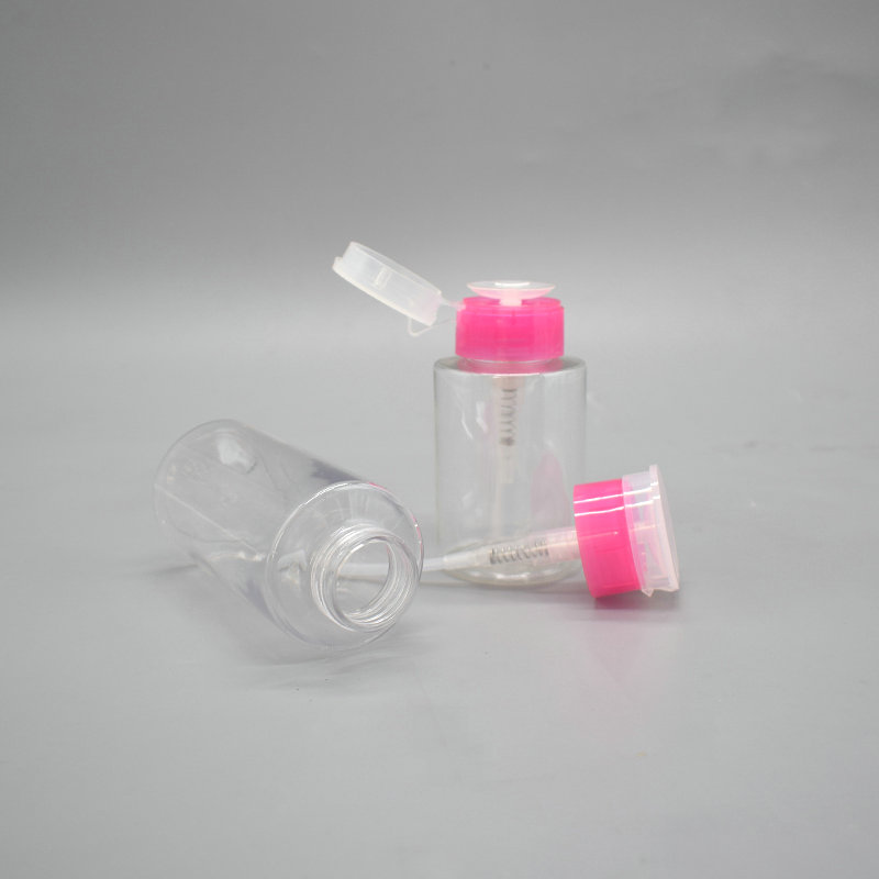 Push Down Nail Polish Remover Empty Bottle PET Pump Dispenser Bottle For Nail Polish Remover