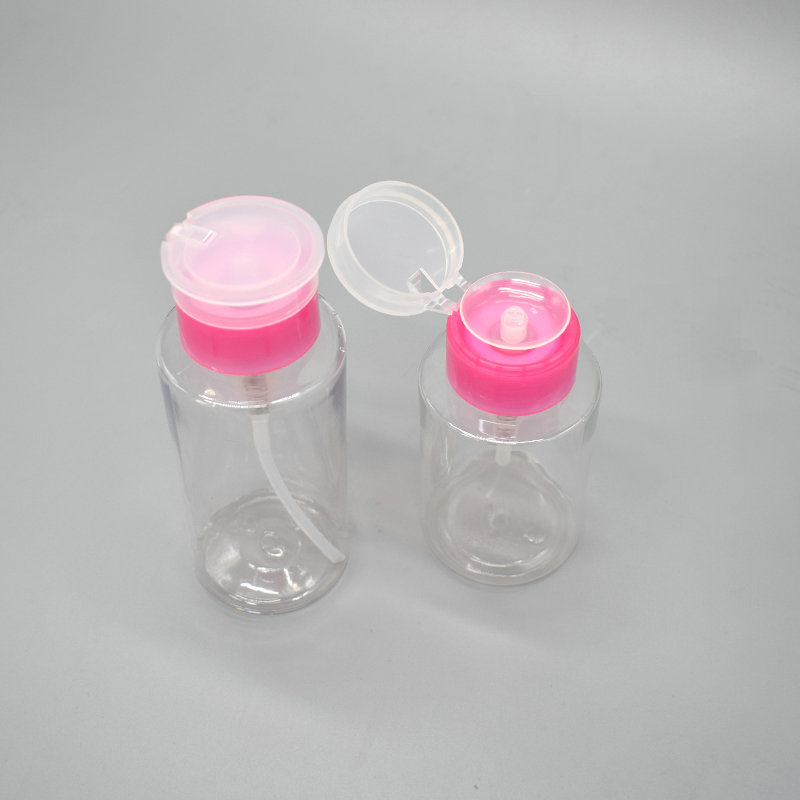 Push Down Nail Polish Remover Empty Bottle PET Pump Dispenser Bottle For Nail Polish Remover