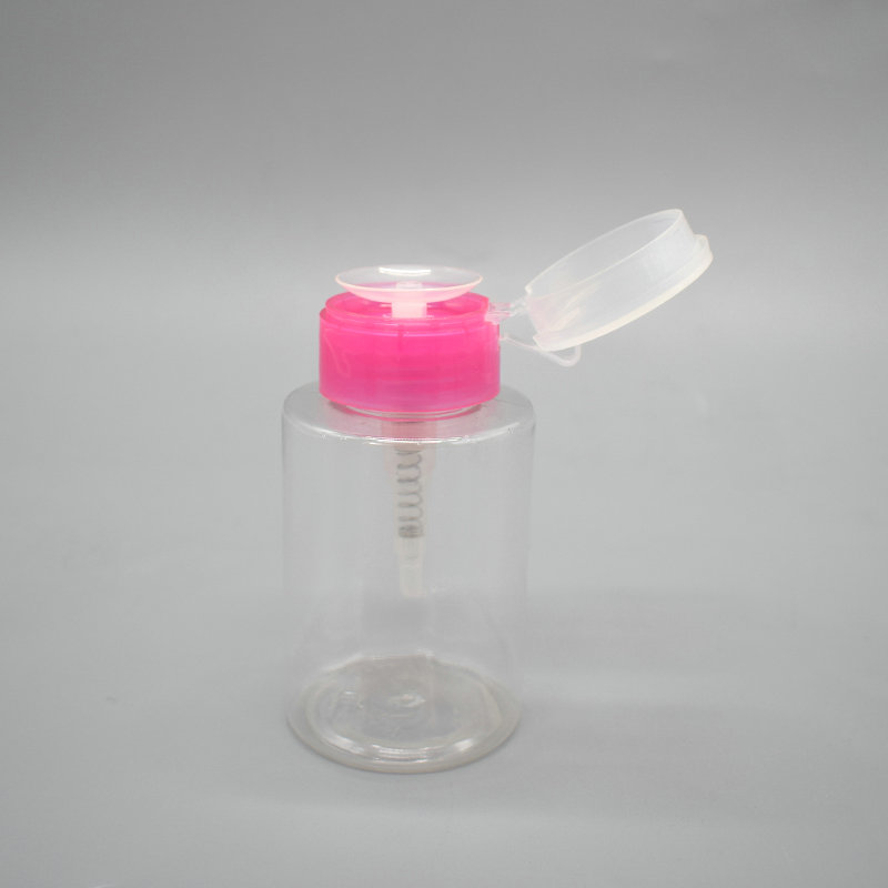 Push Down Nail Polish Remover Empty Bottle PET Pump Dispenser Bottle For Nail Polish Remover