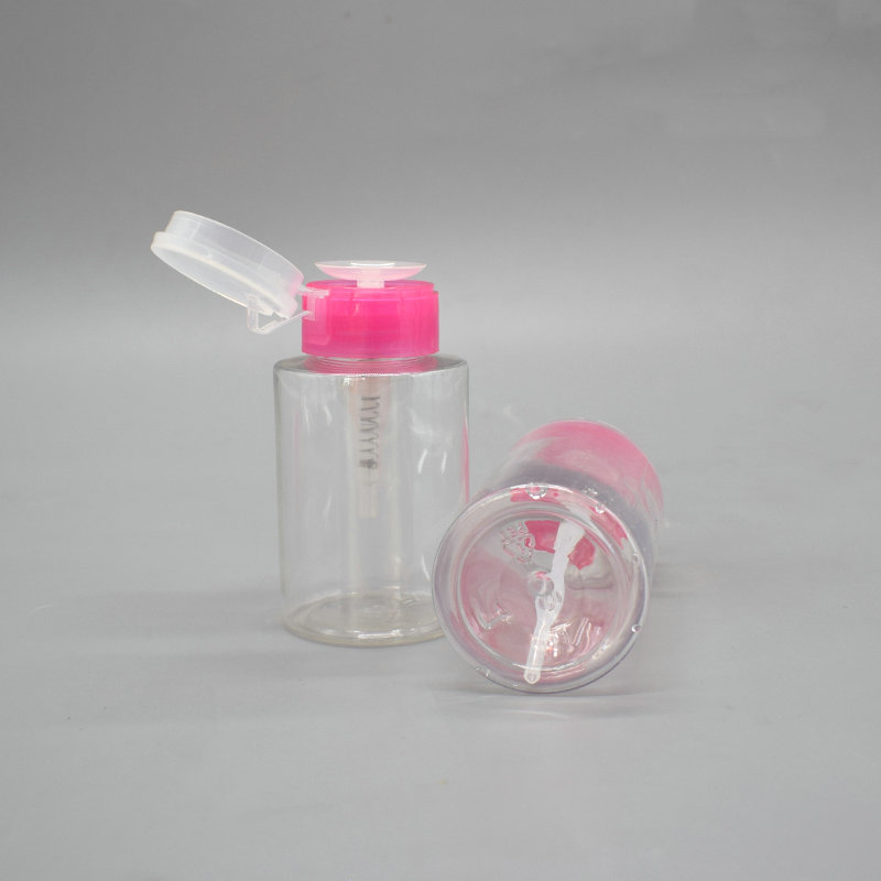 Push Down Nail Polish Remover Empty Bottle PET Pump Dispenser Bottle For Nail Polish Remover