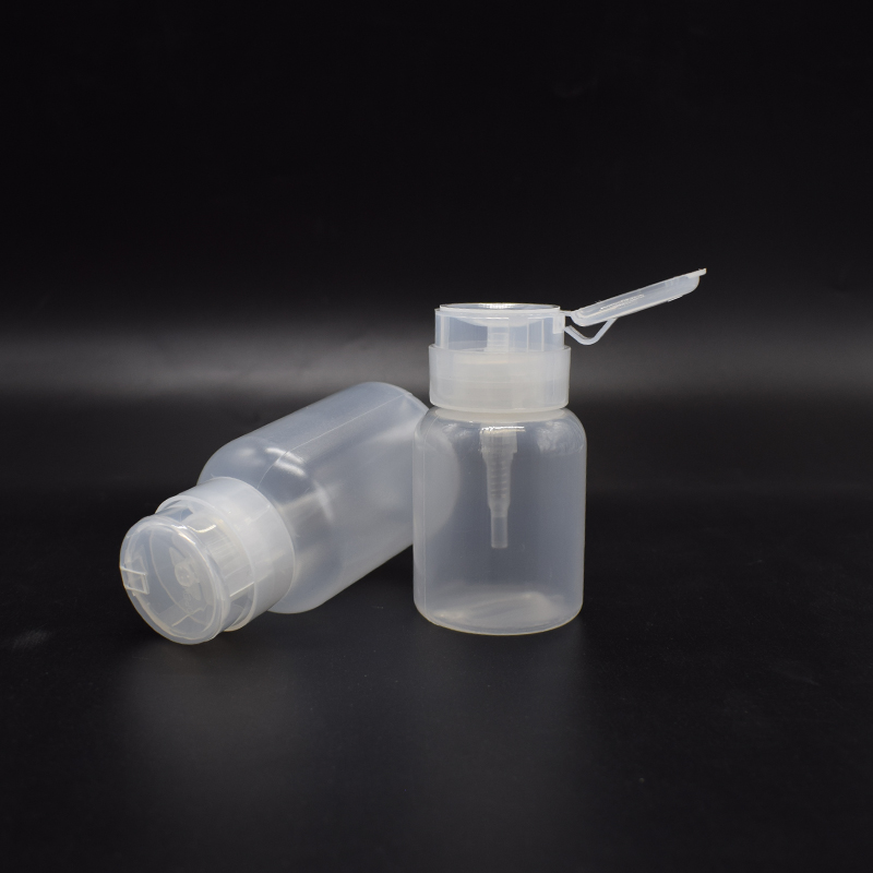 Wholesale Cosmetic 150ml/180ml/200ml Round Liquid Lotion Press Pumping Plastic PP Nail Polish Make UP Remover Bottle