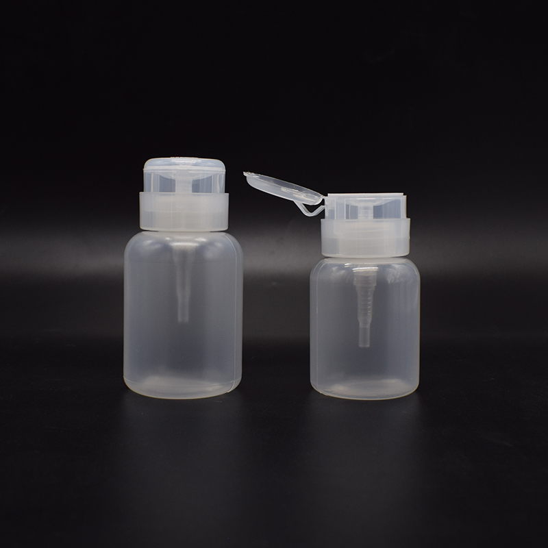 Wholesale Cosmetic 150ml/180ml/200ml Round Liquid Lotion Press Pumping Plastic PP Nail Polish Make UP Remover Bottle