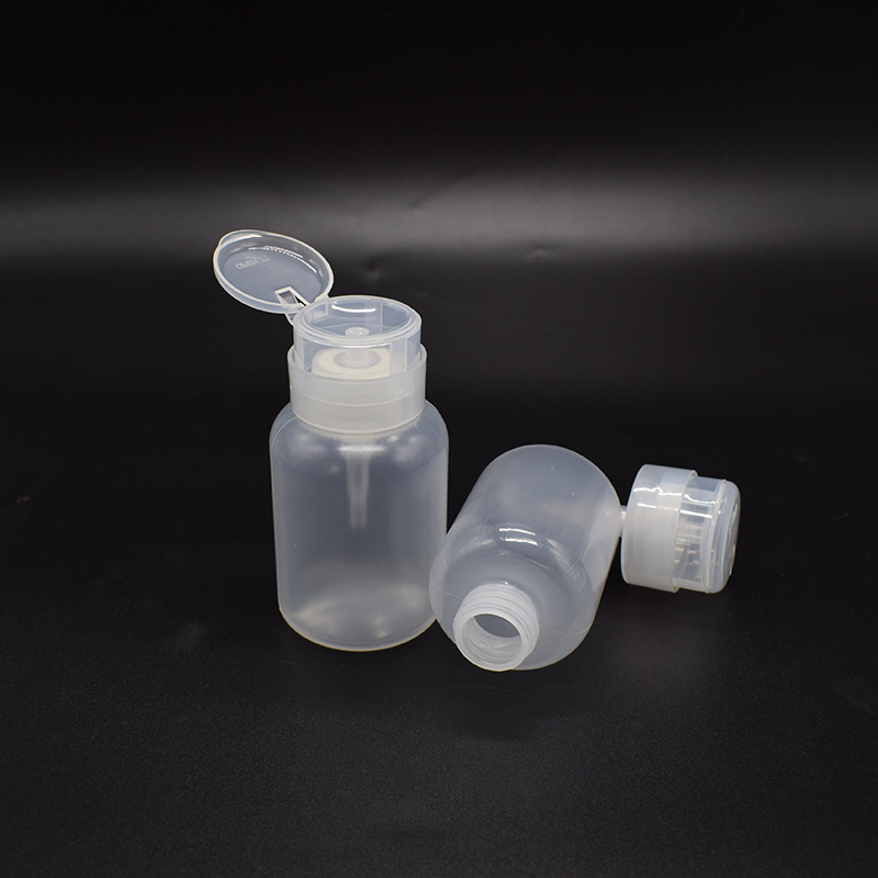 Wholesale Cosmetic 150ml/180ml/200ml Round Liquid Lotion Press Pumping Plastic PP Nail Polish Make UP Remover Bottle