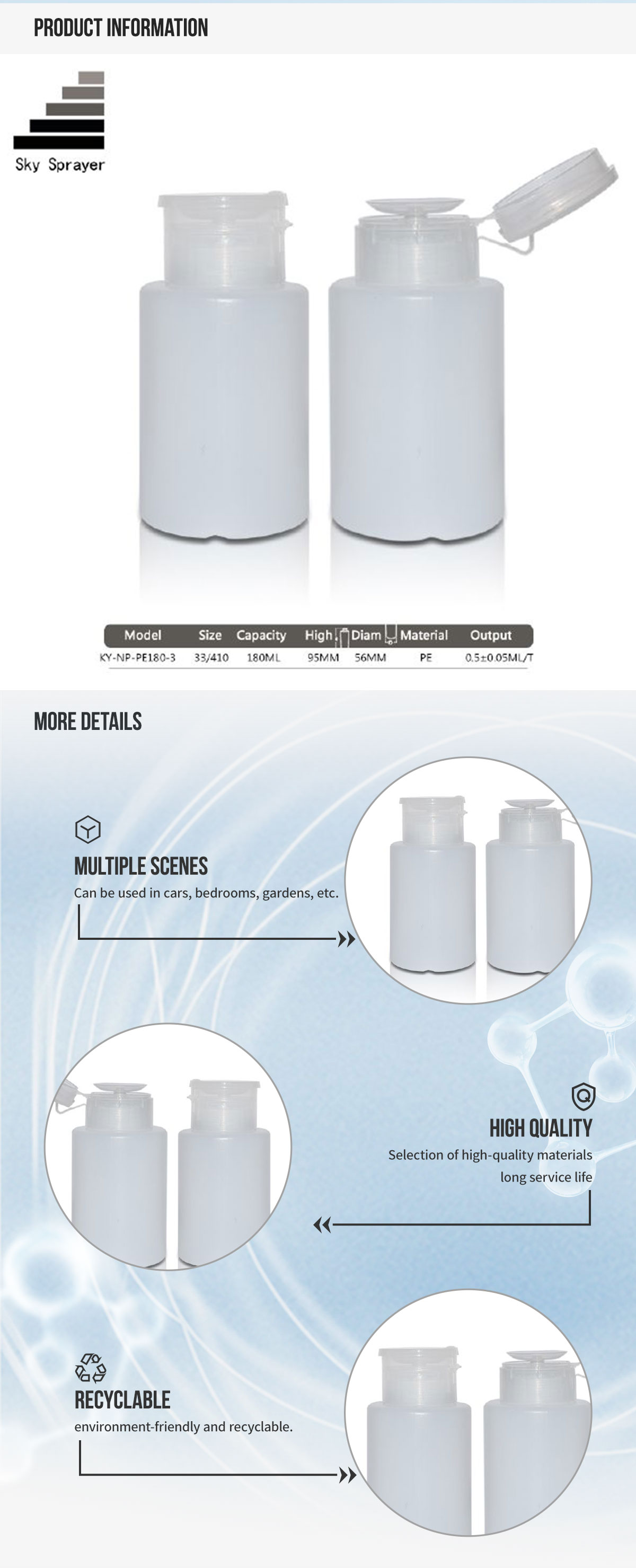 Sky Sprayer - White Cosmetic Packing Nail Polish Container Bottle Nail Pump&Nail Bottles 9