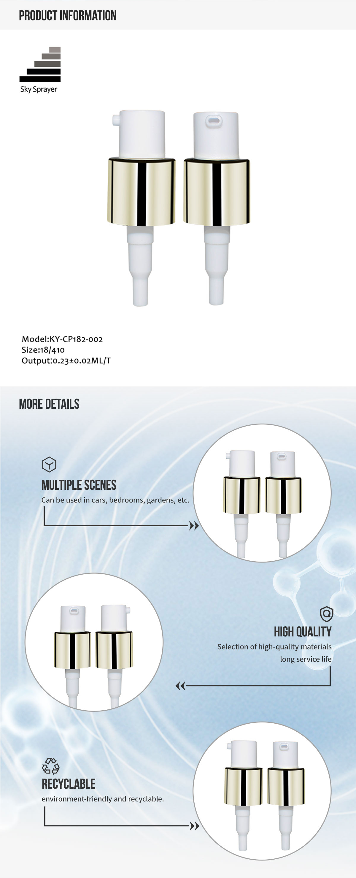 Распылитель Sky - новый стильный насос-распылитель с пластиковым насосом, пластиковый насос для шампуня и крема, винтовой насос, разгруппированный 4