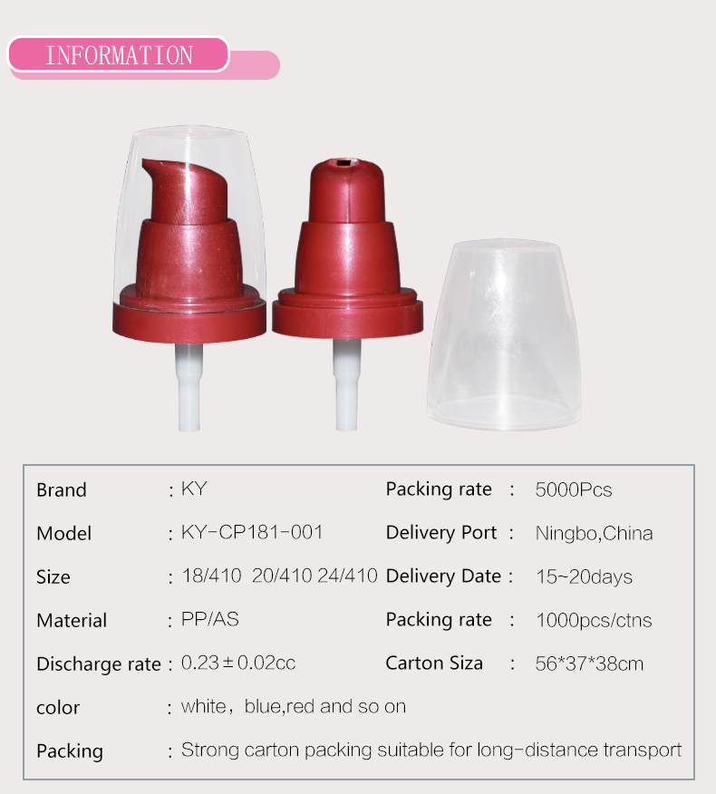 PP Plastic Manual Liquid Body Cream Treatment Pump