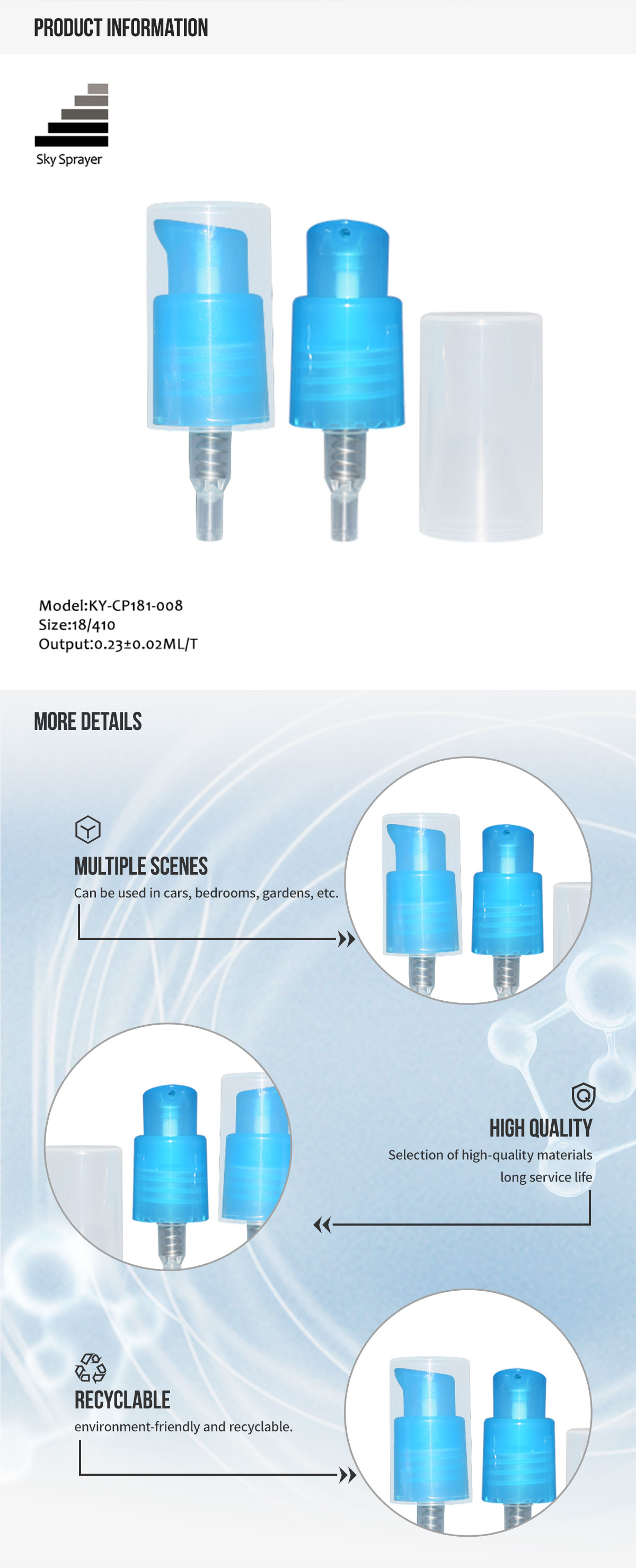 Sky Sprayer - Nuovo stile, pompa erogatrice di lozione liquida in plastica, pompa spruzzatrice per crema 8