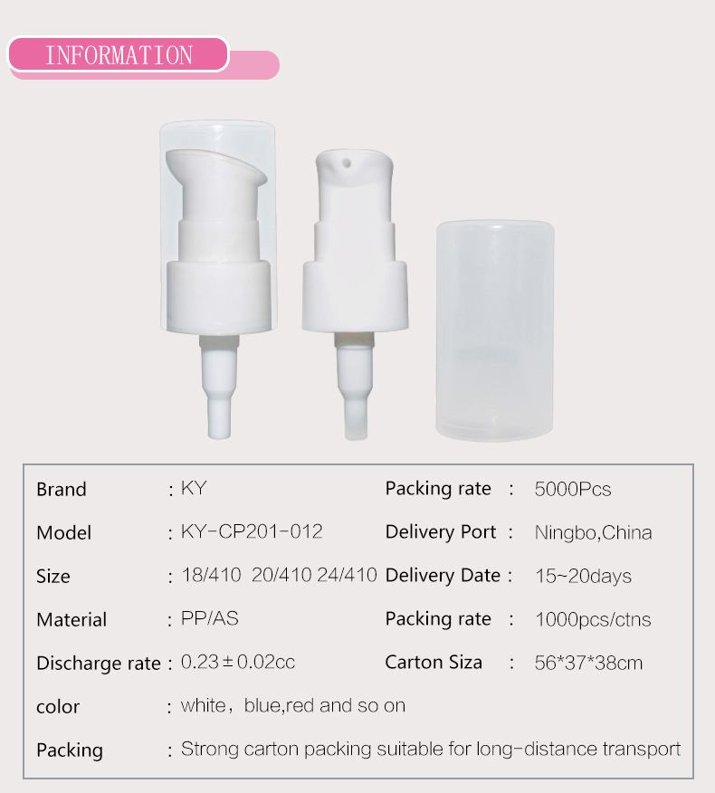 Transparent Plastic Lotion Bottle Sprayer Cream Pump