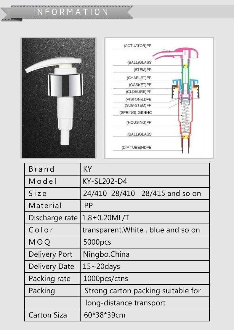 New Design PP Plastic Empty Bottles Lotion Pump