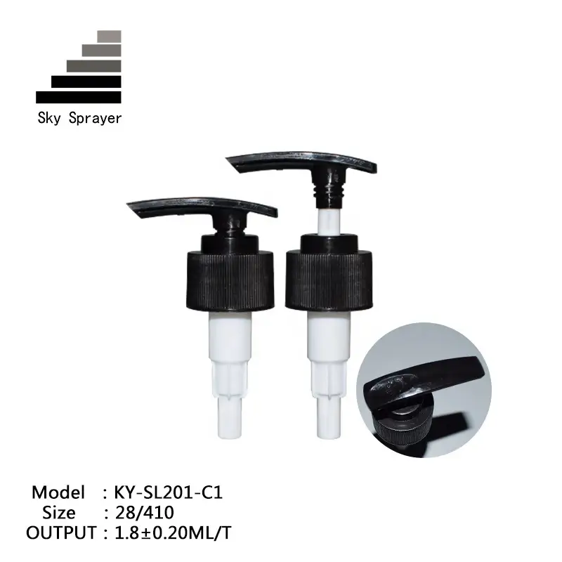 Sky Sprayer - Dispensador de loción de plástico PP 28/410 de alta calidad, color negro, para botellas cosméticas. 1