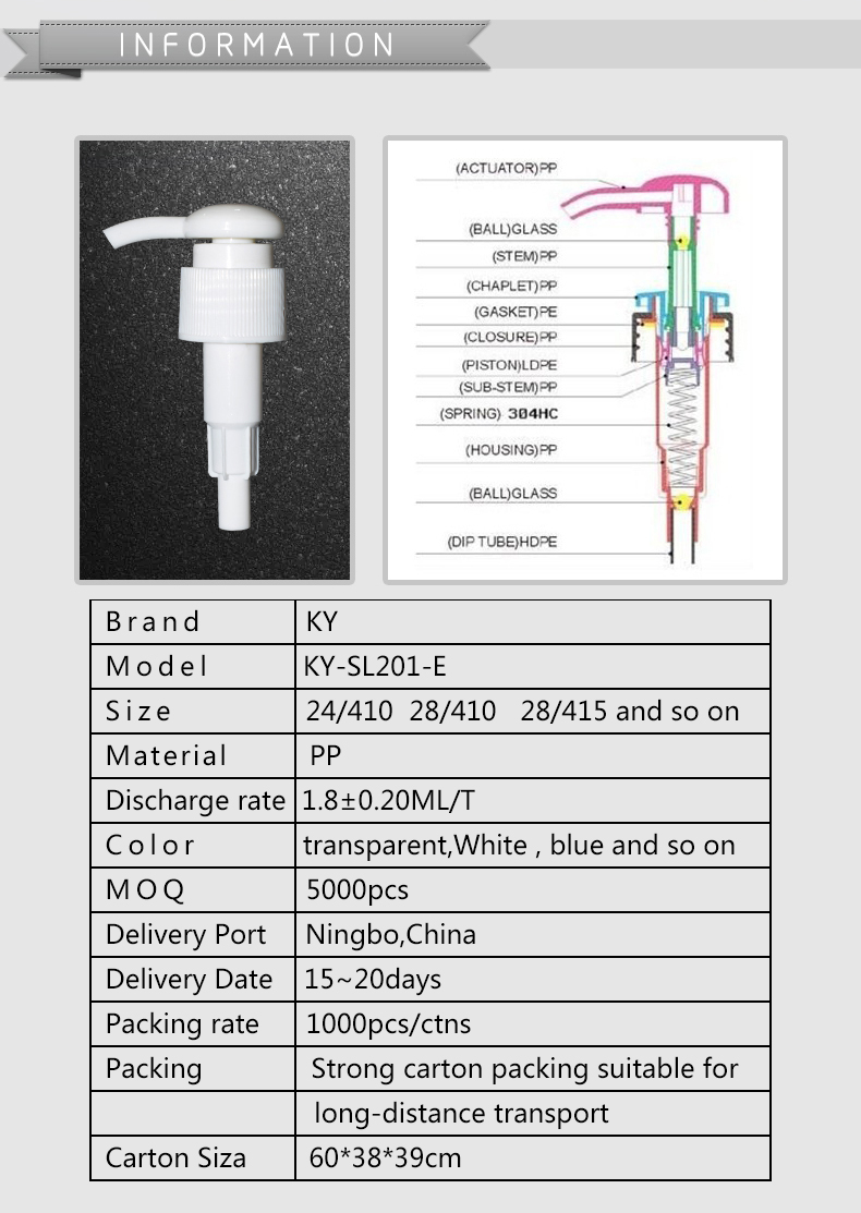 High Quality PP Plastic Lotion Pump Sprayer Bottle