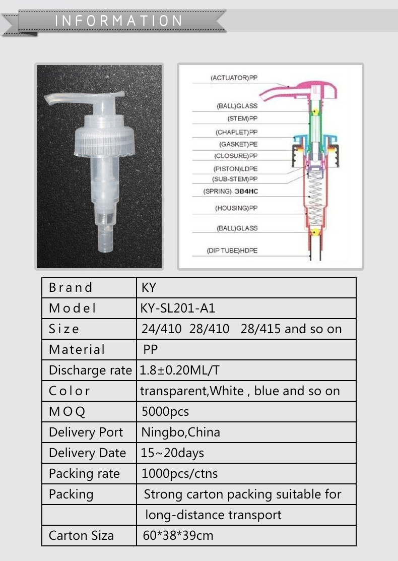 Customized Clear Thread Shampoo Hand Lotion Dispenser Pump