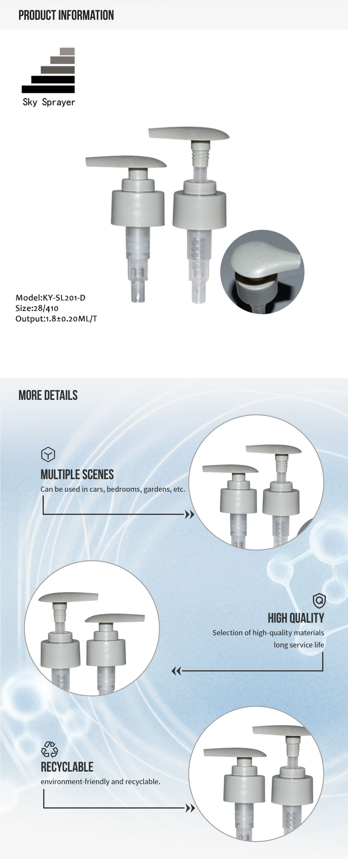Pulverizador Sky - Bomba de loción de plástico 28/410 PP con garantía de alta calidad 4