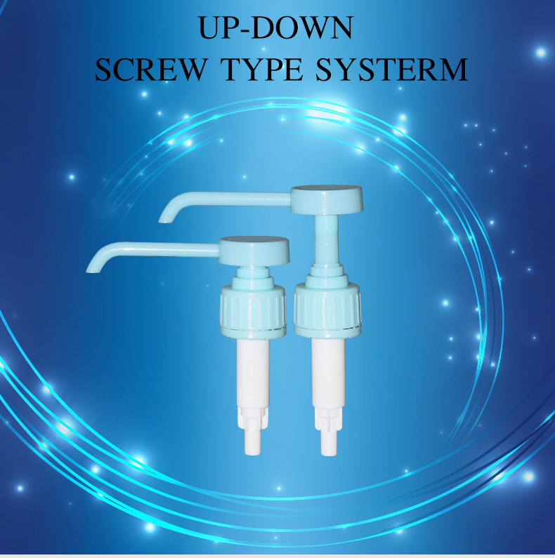 Long nozzle blue plastic hand pump for shampoo bottle