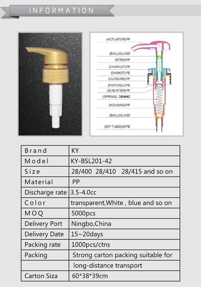 Customized supplier hand body lotion dispenser pump