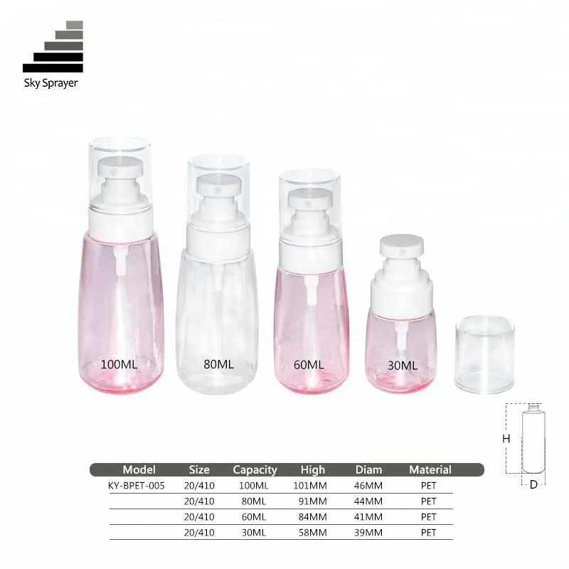 Pink and White Square Cosmetic Bottles - Various Sizes - High Quality 2
