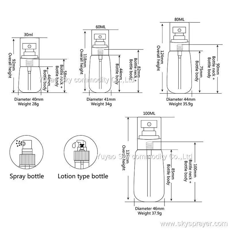 Customizable Color PETG Airless Fine Mist Spray Bottles for Cosmetics 5