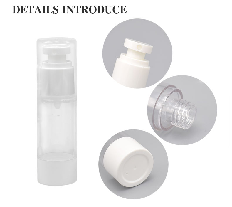 Hot sale clear 15ml 30ml 40ml 50ml 80ml 100ml 120ml ABS plastic airless cosmetic mist spray bottle